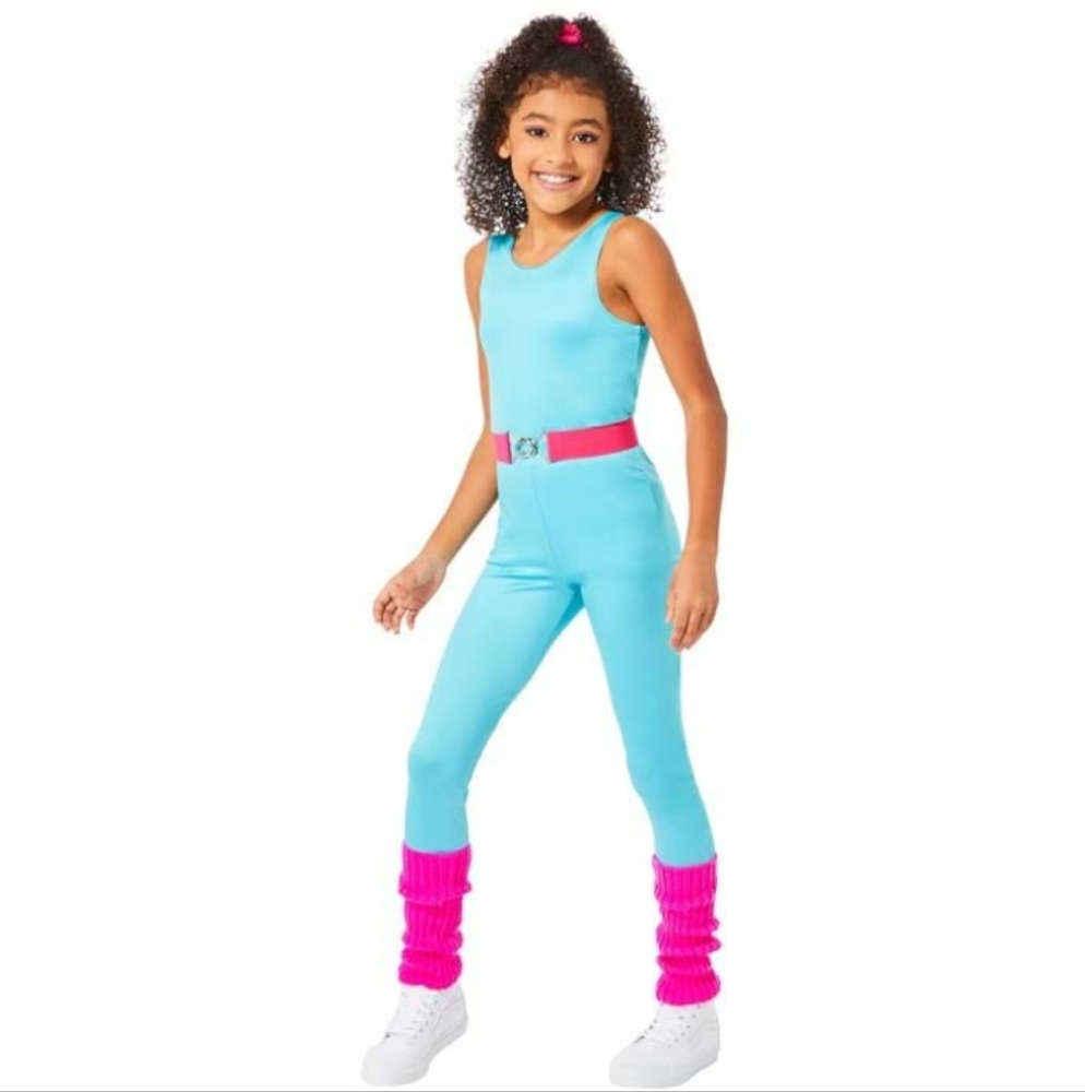 🆕 Aerobics Workout Barbie Girl Costume, Large, 10-12 Years, 80s Barbie, New